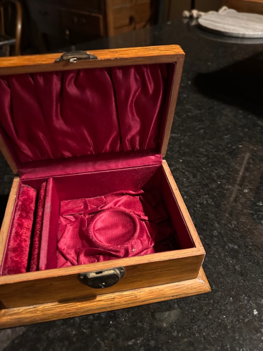 Oak antique Wooden Jewelry Box in Warm Honey Tone